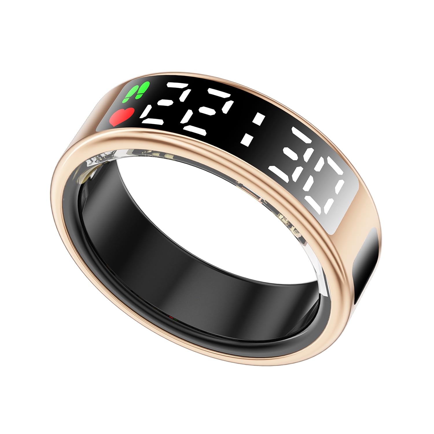 LONGLU Smart Ring dla kobiet i mężczyzn, z wyświetlaczem LED, tracker aktywności fizycznej, z pulsometrem, aktywnością do snu, uprawiania sportu, wodoodporności 5ATM, monitor zdrowia, kompatybilny z