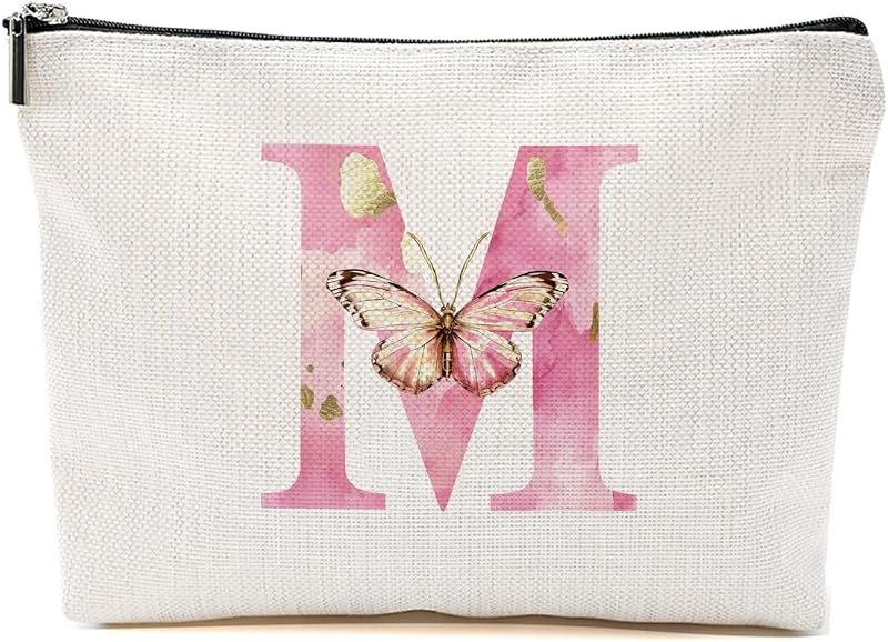 Necessaire de maquiagem personalizada CSHVJ Pink Butterfly M com zíper
