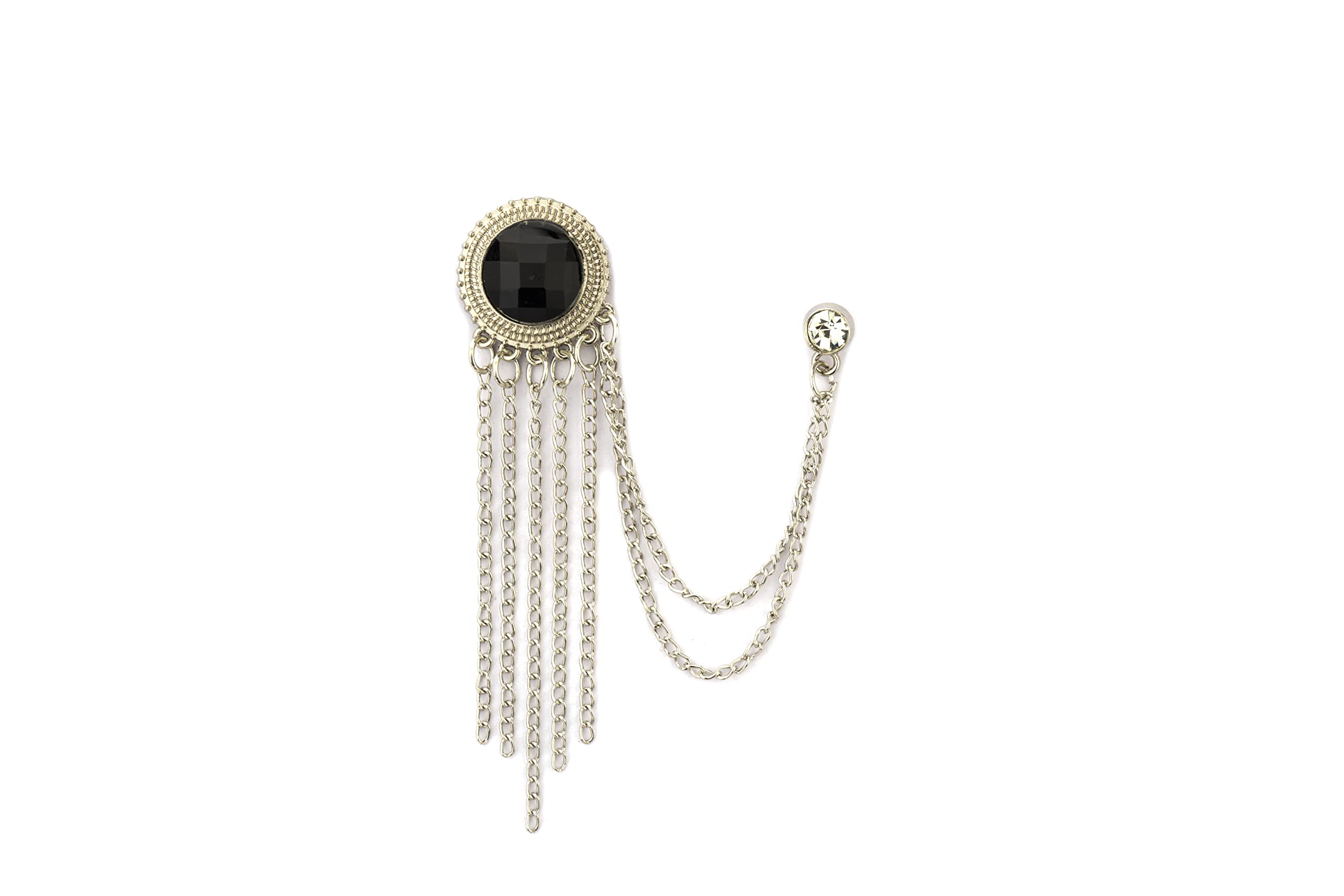 knighthood Silver Engraving Crystal Stone With Hanging Tassel Collar Chain Brooch, Suit Stud, Shirt Studs, Lapel Pin Accessories for Men Women-picture-26