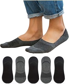 [Toesmile] 袜子 100%纯棉 袜子 袜子 男士袜子 短袜 脚踝 防滑 运动 浅口 纯棉 5/6双装