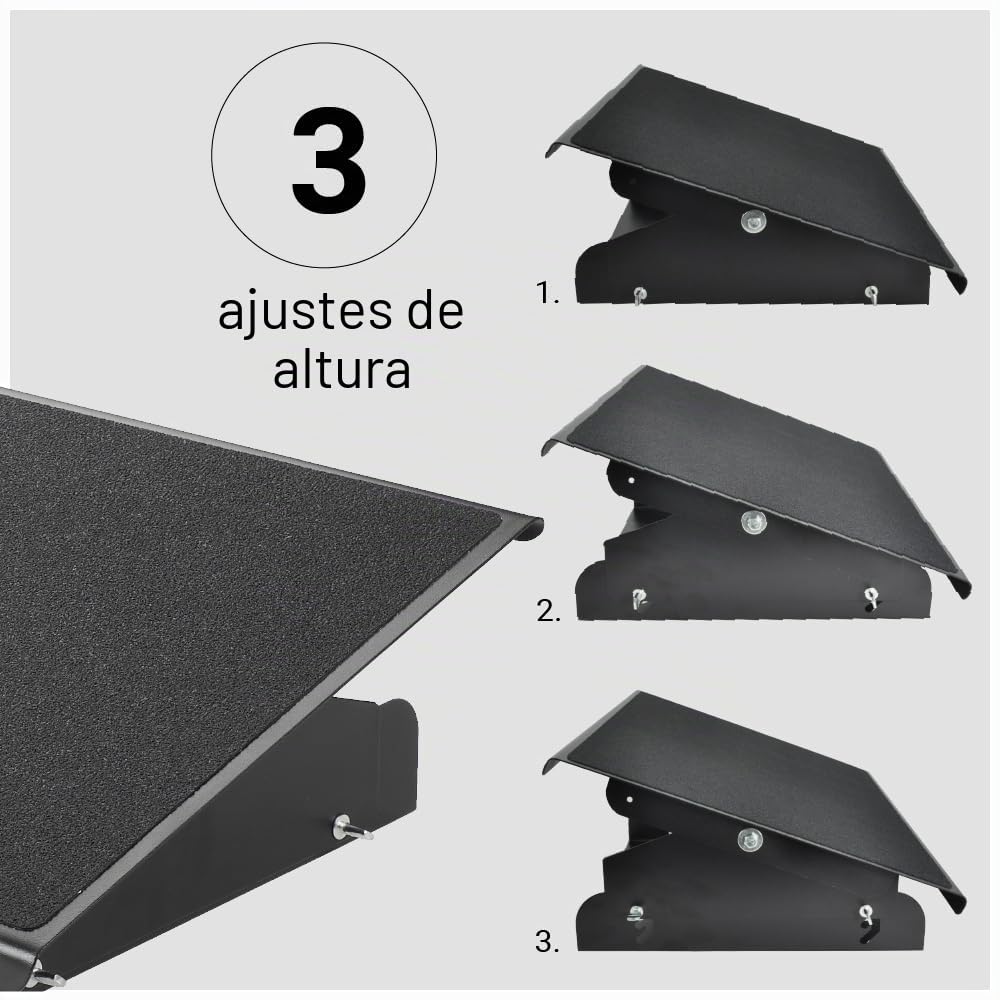 Desq Reposapiés 60078, la altura se puede ajustar en tres posiciones, inclinable 0-30 grados, negro, 415 x 326 mm