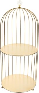 UPKOCH Wedding Cake Stand 2 Tier Cake Stand Bird Cage Shaped Metal Cupcake Stand Dessert Display Stand Fruit Dishes Makeup Cosmetic Storage Rack for Birthday Wedding Party Supplies Makeup Organizer