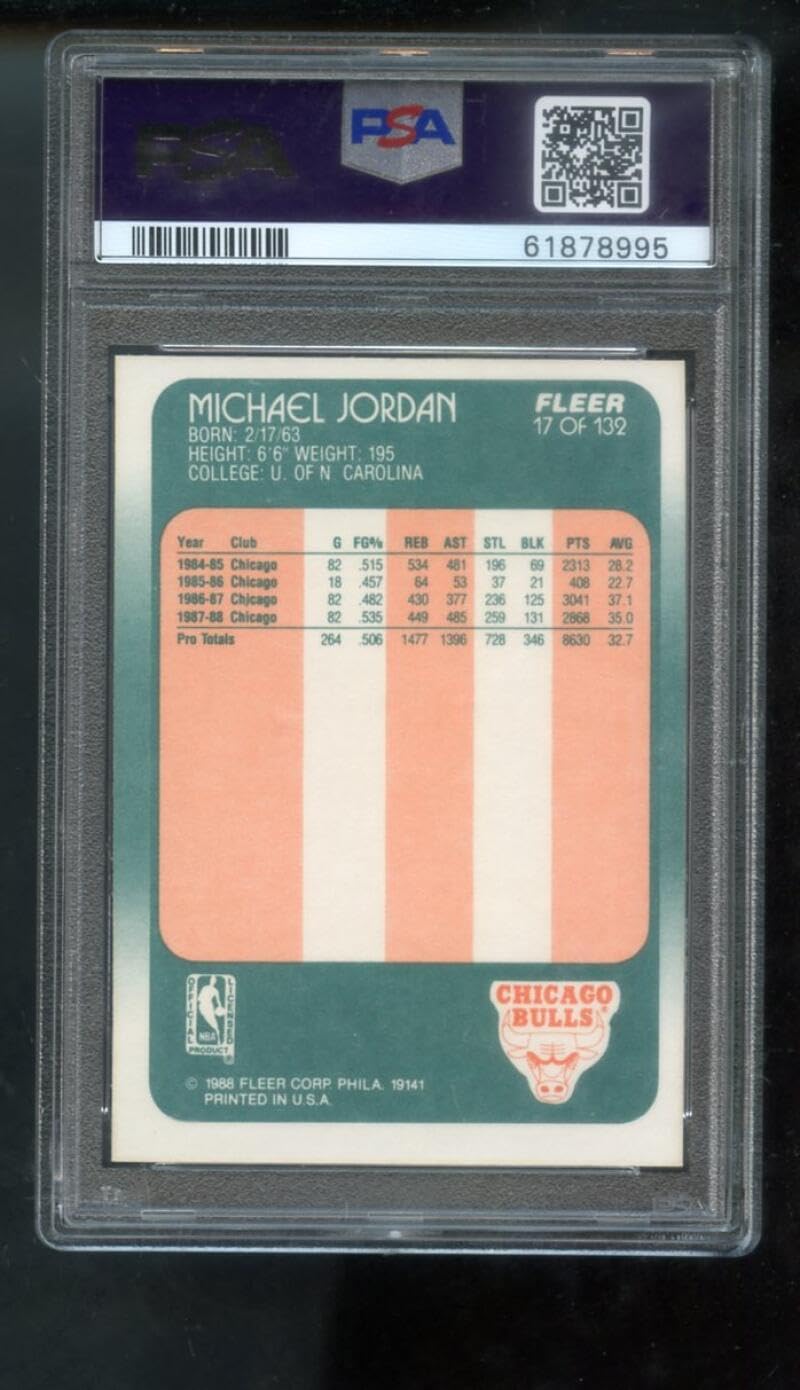 Amazon.com: 1988-89 Fleer #17 Michael Jordan PSA 6 Graded 
