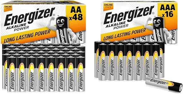 Energizer AA Batteries, Alkaline Power, 48 Pack, Double A Battery Pack - Amazon Exclusive & AAA Batteries, Alkaline Power, 16 Pack, Triple A Battery Pack - Amazon Exclusive