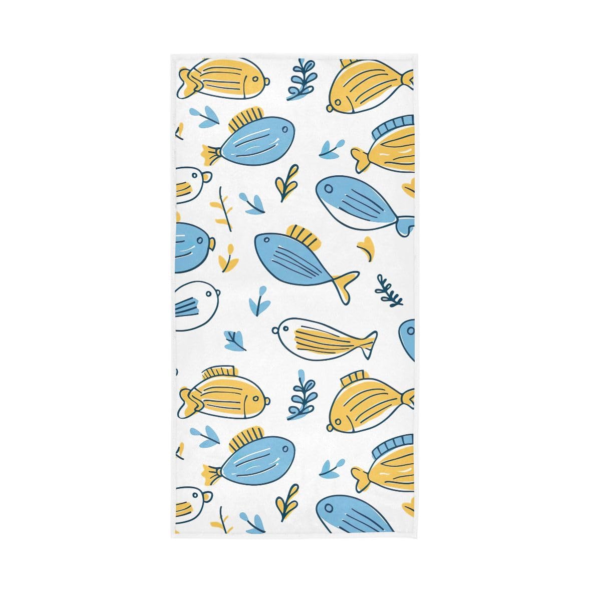 HUYGD Doodle Cute Fishes Hand Towel, Cotton Hand Towels for Bathroom, Gym, Hotel, Spa 15 x 30 Inches
