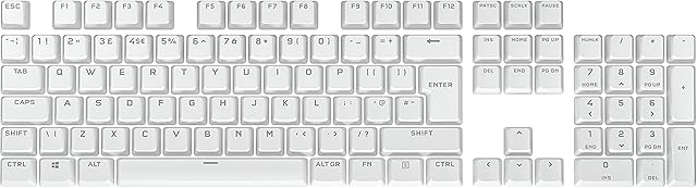 Corsair PBT DOUBLE-SHOT PRO Keycap Mod Kit (Double-Shot PBT Keycaps, Standard Bottom Row Compatibility, Textured Surface, 1.5mm Thick Walls with Backlit Font, O-Ring Dampeners Included) Arctic White
