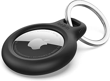 Belkin F8W973btBLK AirTag Case Protective Cover Waterproof Bicycle Wallet Kids Safety Anti-lost Anti-Theft Anti-Scratch Dog Cat Keychain Key Ring Black