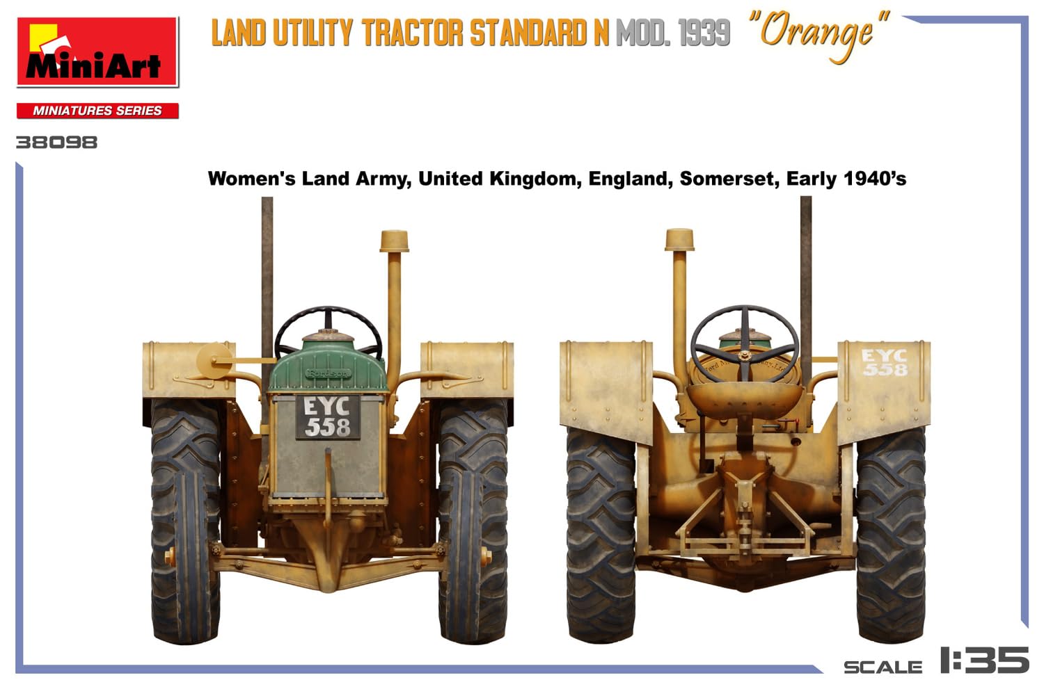 Mini-Art MA38098 Land Utility Traktor Standard N Orange 1939 Modell, Kunststoffmodell