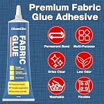 Fabric Glue Permanent, Extra Strong Fabric Adhesive, Washable Clear Clothing Glue for Clothes Repairs, Leather, Crafts, Upholstery, Material, Textile, Felt and Badges (50ml)