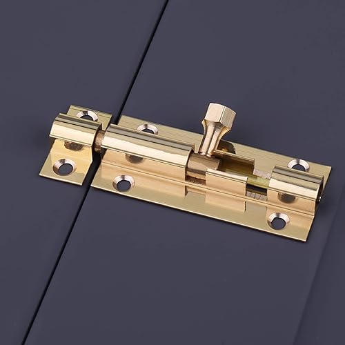 Miniatura 5 de 4 piezas de cerradura deslizante de latón de 2 pulgadas cerradura de seguridad dorada cierre deslizante de perno deslizante con tornillos