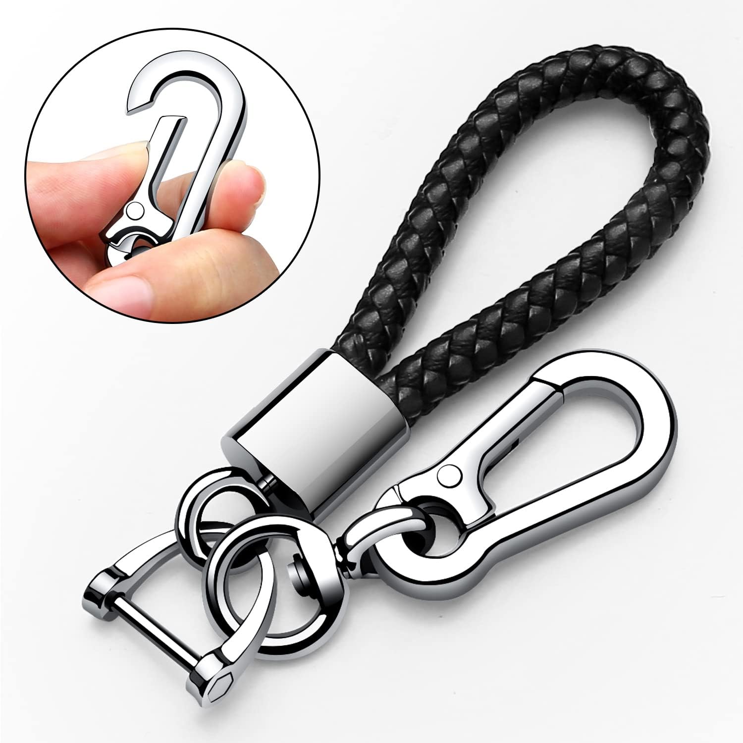 Compatible with Jeep Key Fob Cover with Leather Keychain Soft TPU Protection Key Case for Dodge Charger Challenger Dart Journey Durango Grand Caravan RAM Fiat Smart Key,Silver