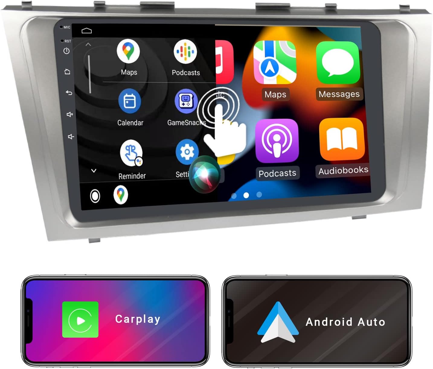 Inefala 2 64G Android 15 CarPlay Radio für Toyota Yaris 2006-2011, 9 Zoll Touchscreen mit Wireless CarPlay und Android Auto, Unterstützung GPS Navigation Link Spiegel Bluetooth RDS AHD Wi-Fi DSP