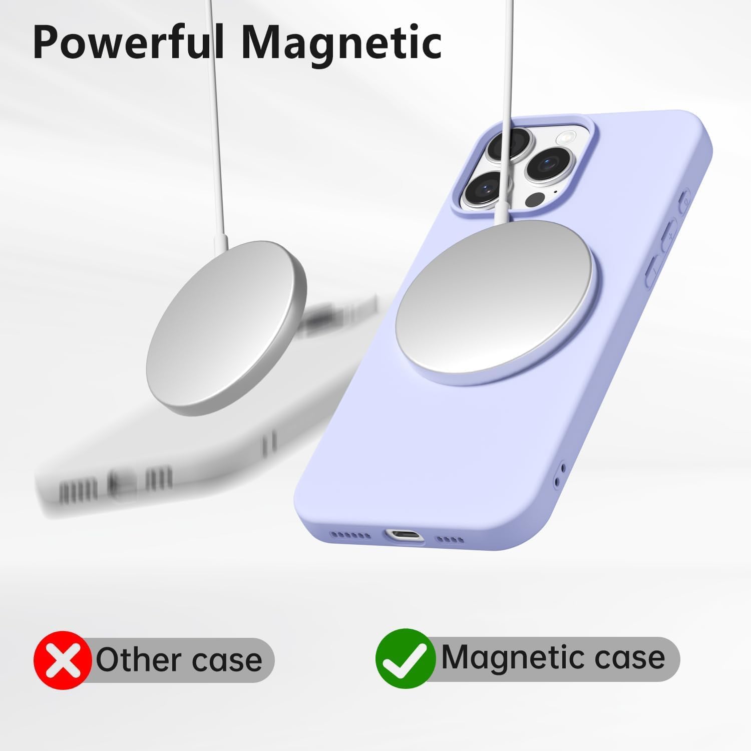 oakxco Silicone Case for iPhone 16 Pro Case Magnetic, Compatible with Magsafe Wireless Charging, Slim Thin Soft Rubber Gel, Girly Cute Aesthetic Hard Mag Safe Cover for Women, Purple Lavender Lilac image 2