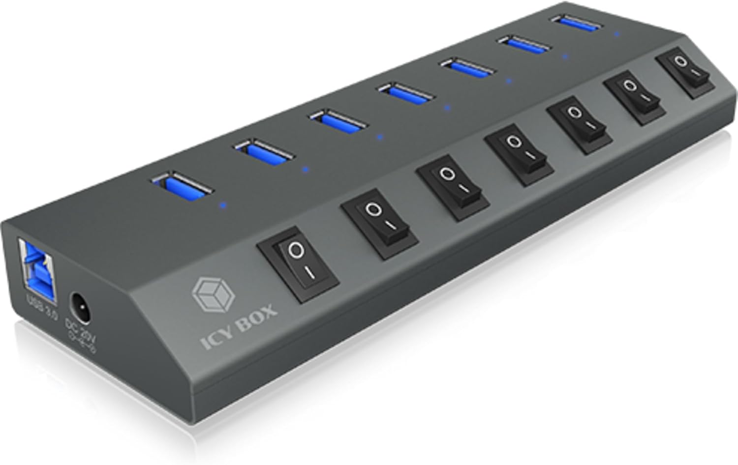 ICY BOX 7 Port USB 3.0 Type-A Hub Charger Aluminium IB-HUB1701-C3
