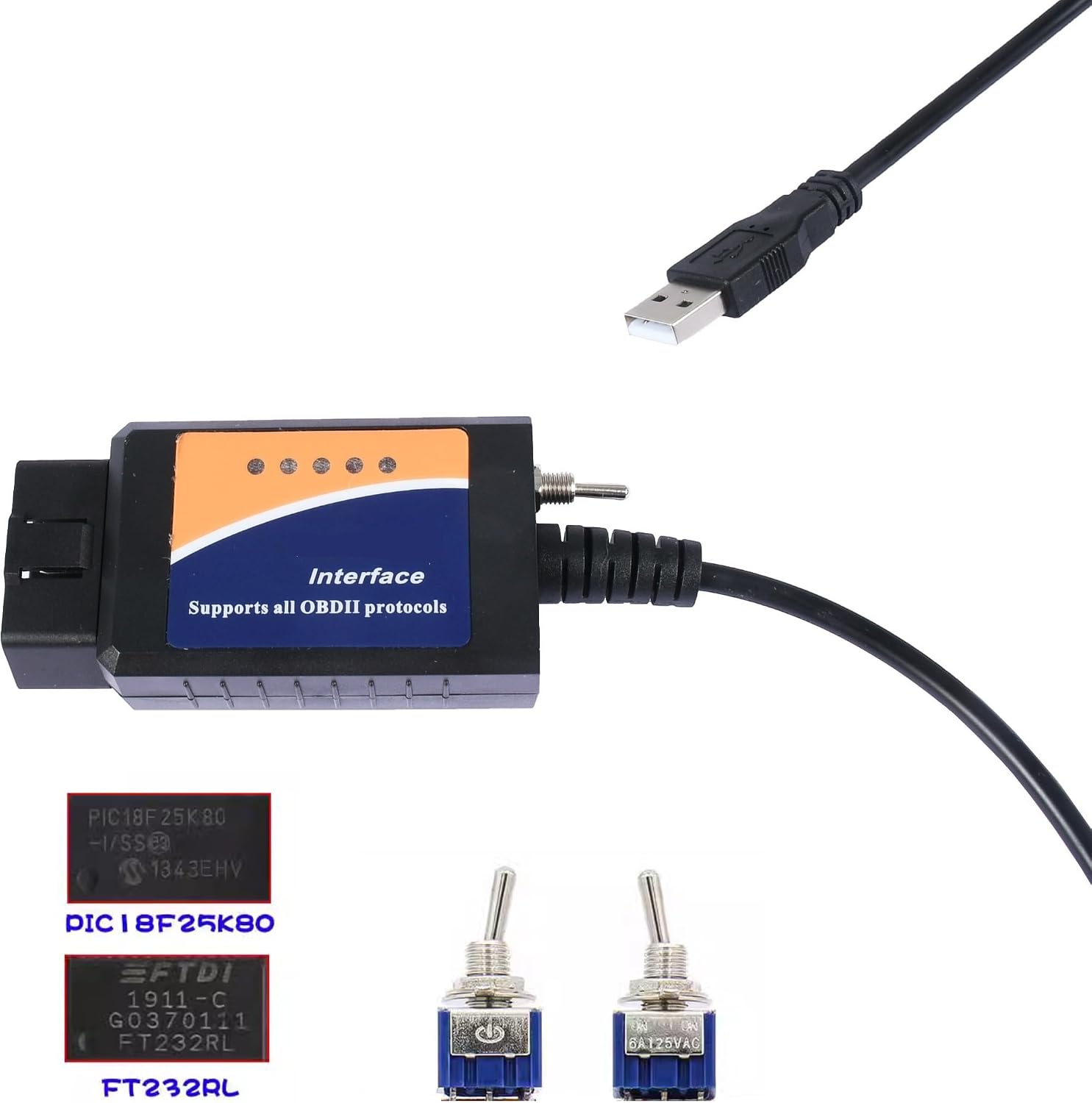 for-Scan ELM 327 MS HS OBD2 USB Elmconfig OBD Adapter with MS-CAN/HS-CAN Switch image 2