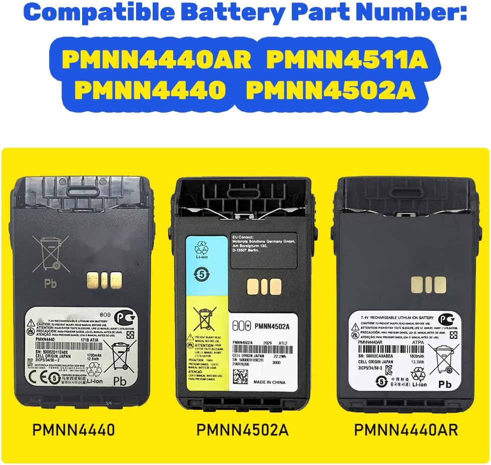 2X PMNN4440AR PMNN4440 PMNN4502A PMNN4511A Battery Compatible for Radios DP3441 DP3441e DP3661E XiR E8600 XiR E8608 XiR E8608i XiR E8628i XiR E8668 XiR P8600(2600mAh)