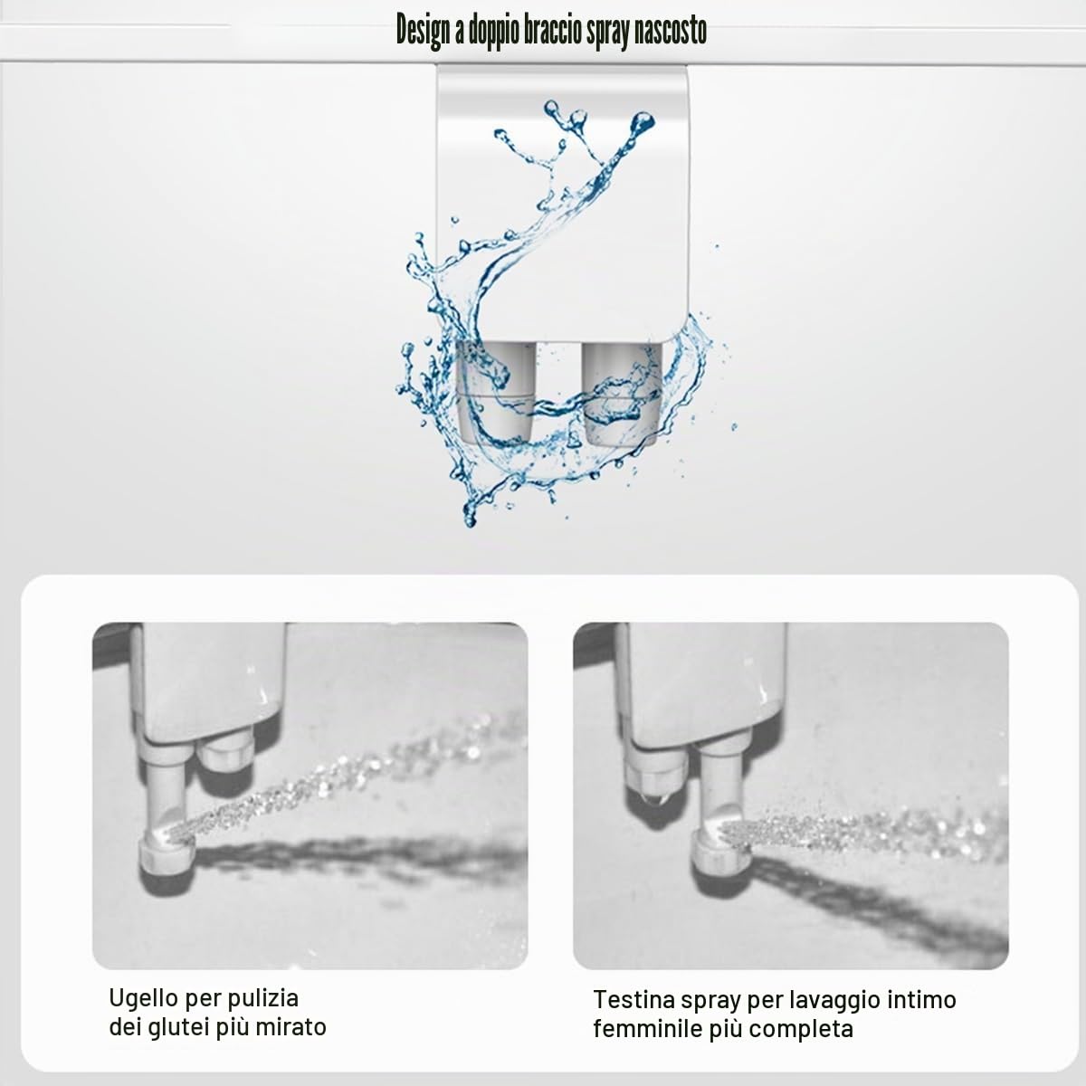 Phito Bidet for WC con Doppio ugello, Airlando Smart Toilet Flusher, Attacco for Bidet con Doppio ugello Non Elettrico for WC, Bidet for WC con Scarico Meccanico a 2 modalità(1*Single Cold)