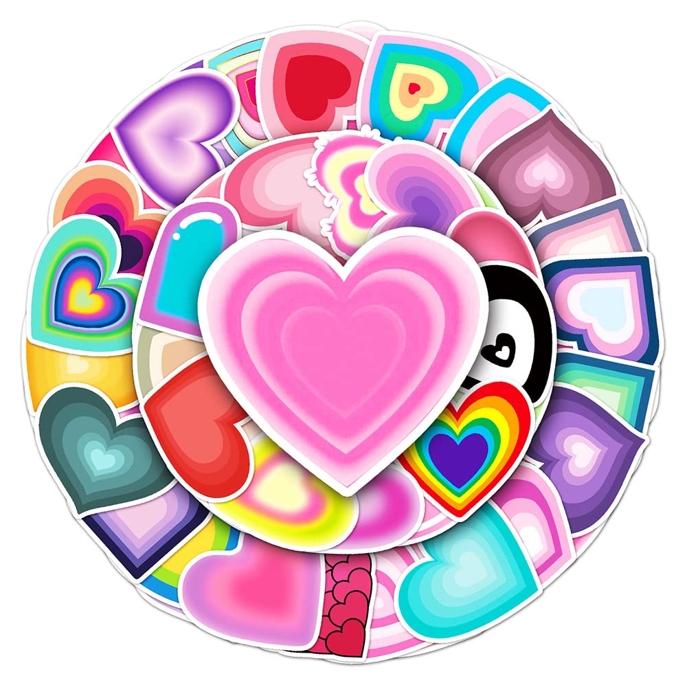 Heart Stickers for Teens Boy Girls Kids|50 Pcs|Popular Vinyl Waterproof Stickers for Laptop Computer Phone Luggage Flasks Water Bottle Bike Car