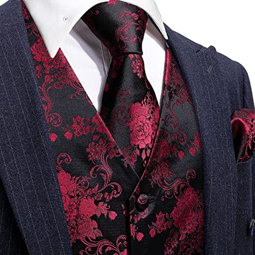Image of Barry.Wang Men's Suit Vest Formal /Leisure Paisley Jacquard Silk Tie Pocket Square Waistcoat Set Wedding 5PCS