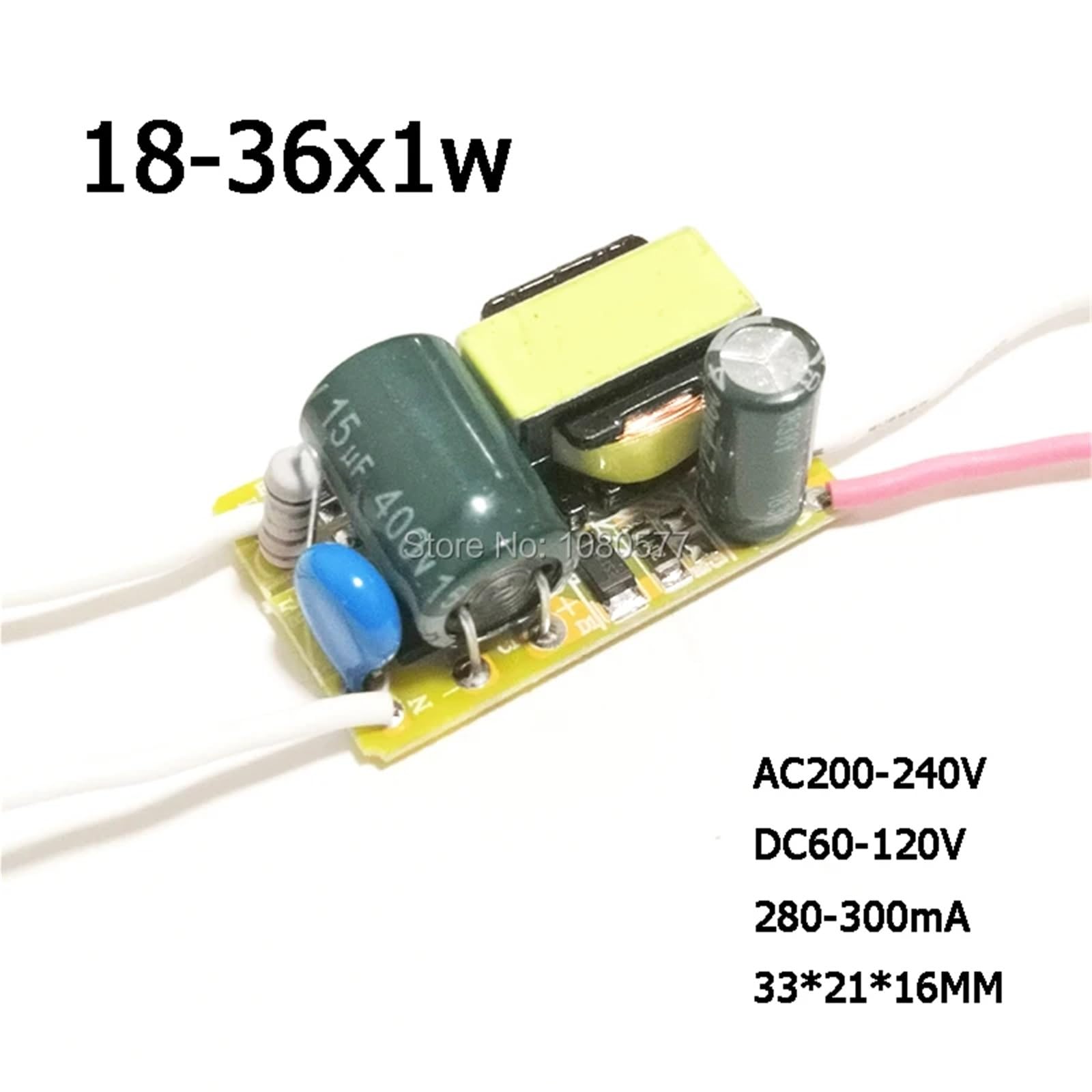 Trasformatore per LED, Alimentatore driver LED a corrente costante a bassa tensione 1W-50W 280-300mA DC3-160V 1/5 pezzi(1 piece,18-24x1w DC60-80V)