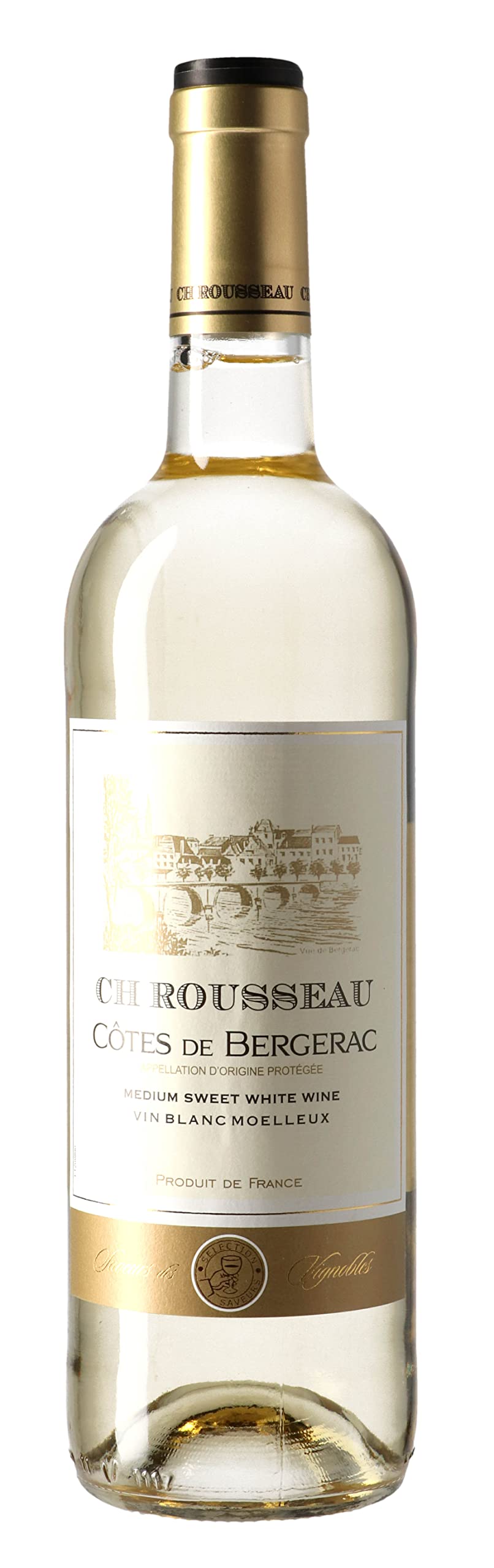 Ch. Rousseau Côtes de Bergerac Vin Blanc Moelleux 75 cl - Pack de 6, 750 milliliters