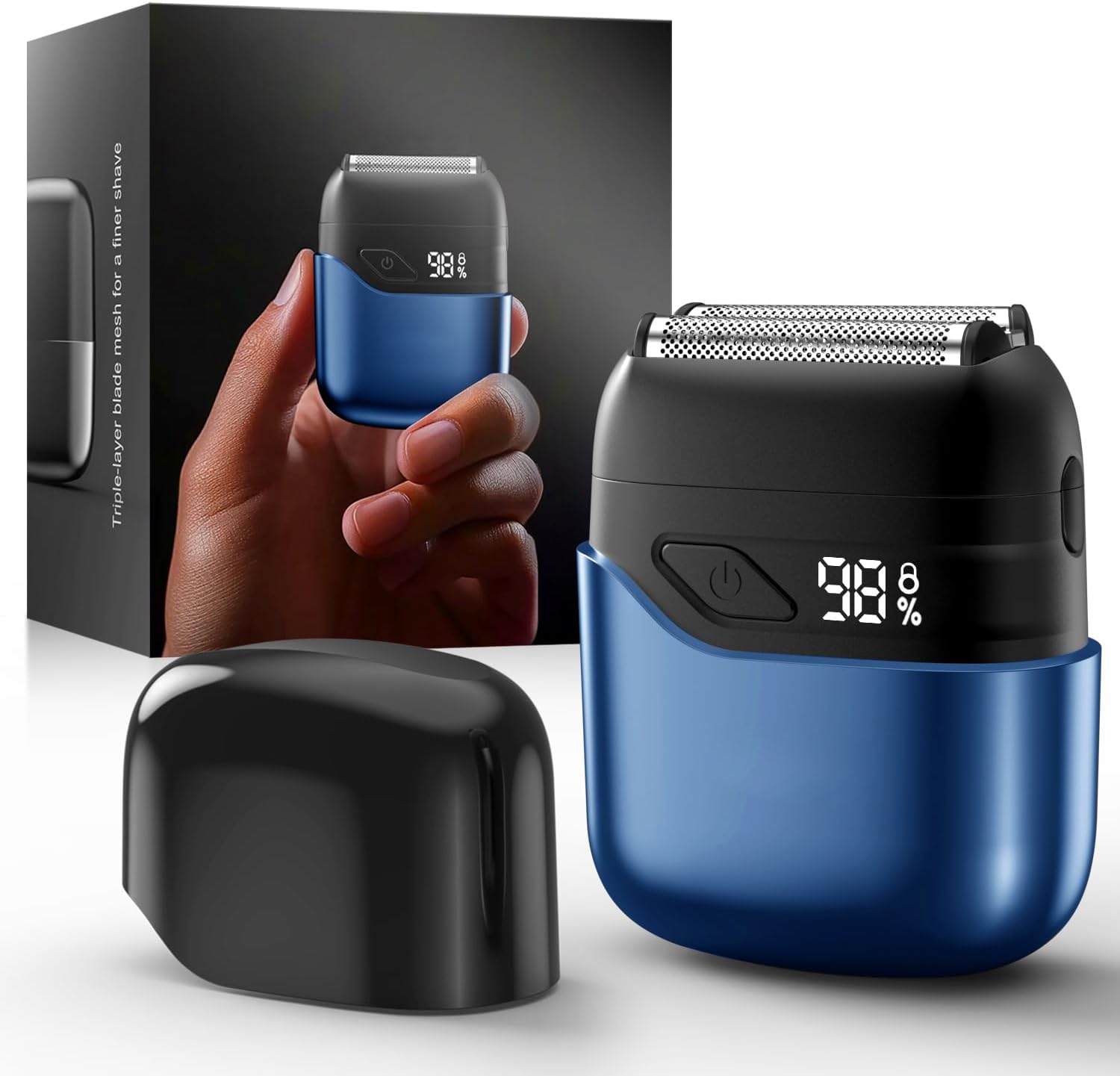 Tulzim Electric Foil Shaver: 3D Blades & IPX7 Waterproof, Matte Blue