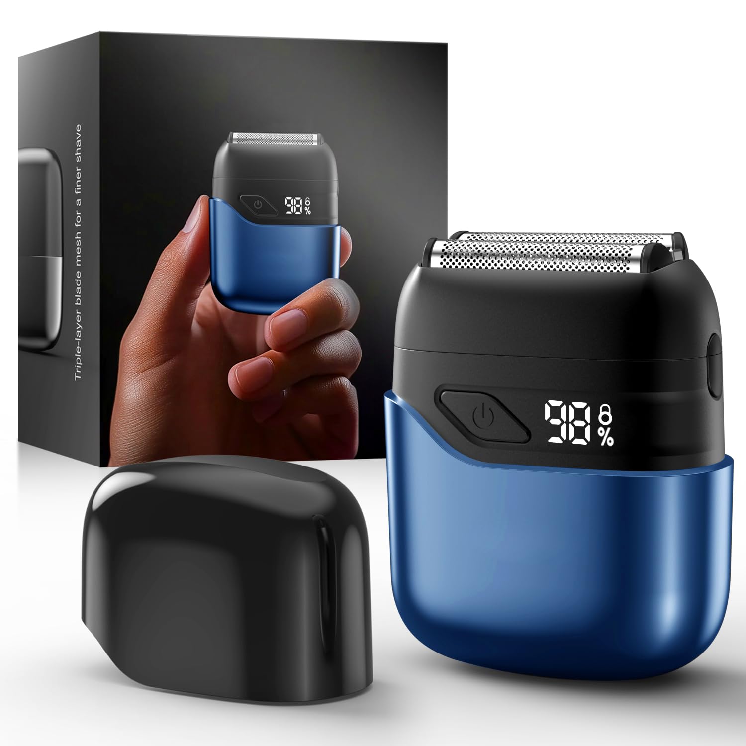 Tulzim Electric Foil Shaver: 3D Blades & IPX7 Waterproof, Matte Blue