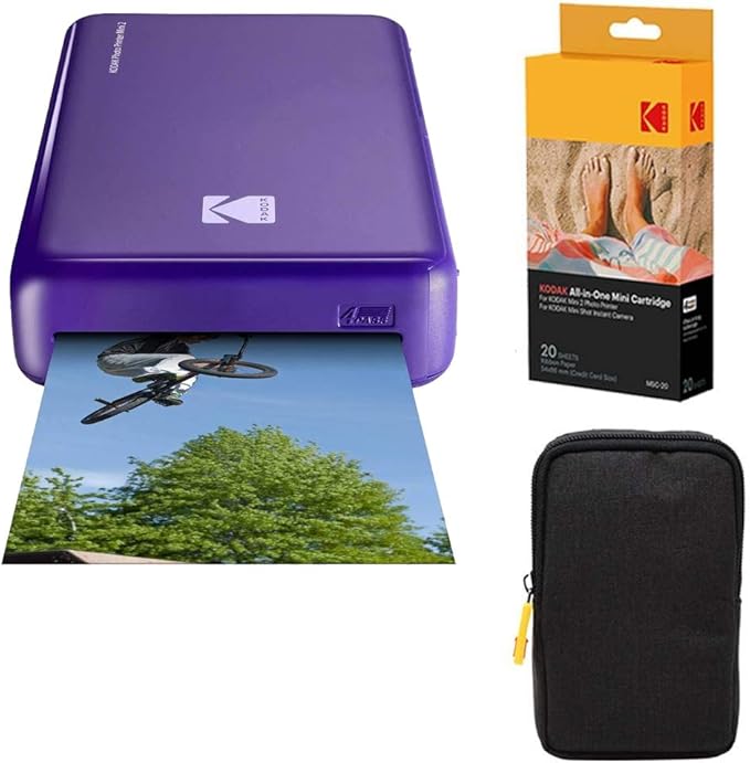 KODAK Mini2 Instant Photo Printer (Purple) Basic Bundle + Paper (20 Sheets
