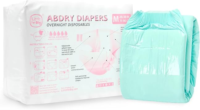 LittleForBig 6500 ml Adjustable Tapes Adult Diaper 10 Pieces - ABDry Ultra Absorbent Diapers Green L