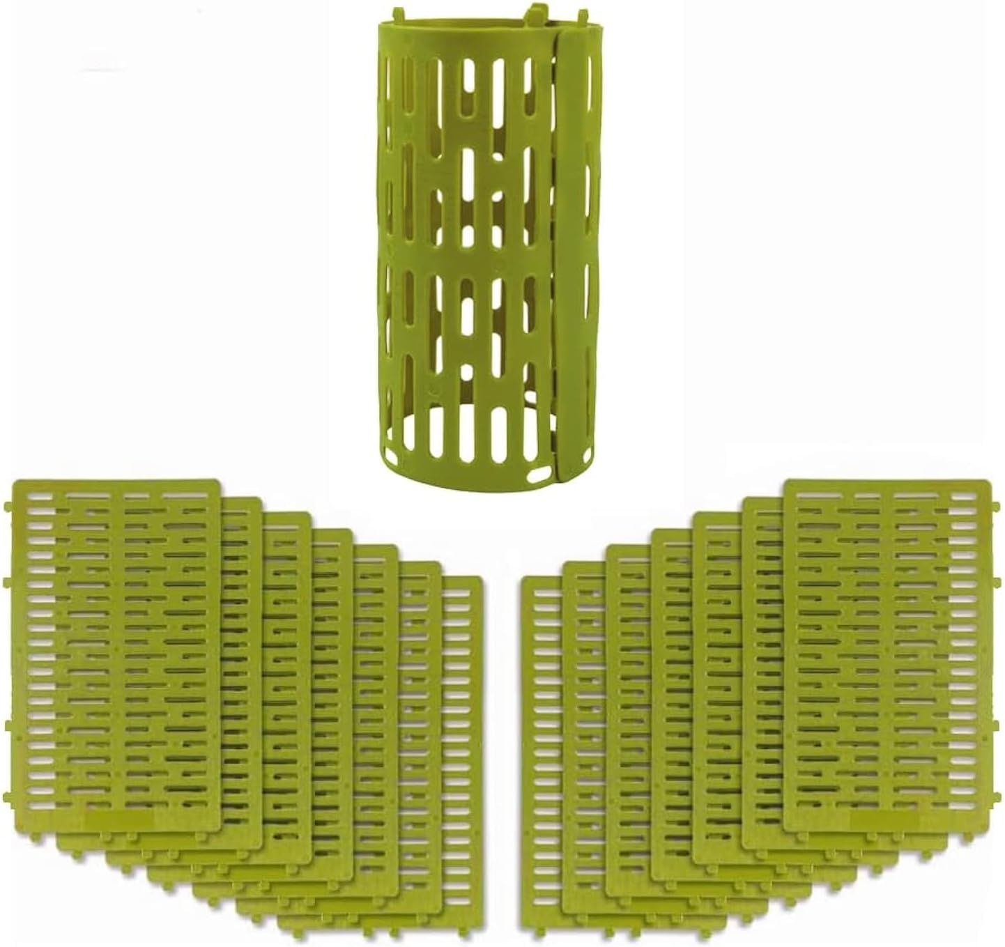 Hugeleaf 15 Packs Tree Protectors, Flexible Expandable Tree Guard, Plastic Tree Trunk Protector, Easy Locking Plant Protectors from Animals, Trimmers and Mowers (Green)