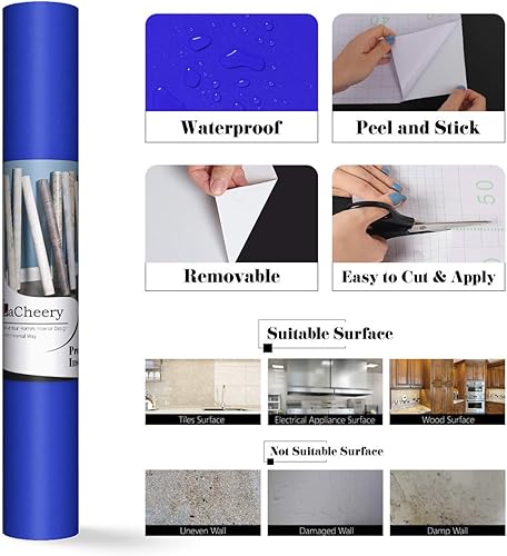 Miniatura 7 de LACHEERY Papel tapiz blanco con textura de color blanco mate para gabinetes, revestimientos de pared, envoltura de vinilo para despegar y pegar,