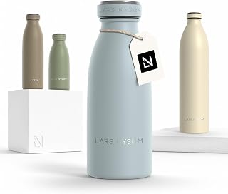 LARS NYSØM Stainless Steel Insulated Water Bottle 12oz Metal Water Bottles | 12h Hot 24h Cold Leakproof Slim Water Bottle - Travel Thermo Flask Keeps Drinks Hot & Cold - Insulated Drinking Water Bottles