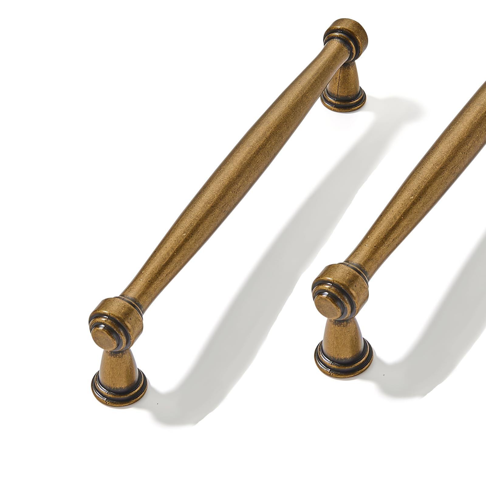 CABDM 10 Pack 6inch(152mm) Center to Center Antique Brass Cabinet Pulls Handles for Cabinets Cupboard Solid Heavy Duty Drawer Handles Dressers Kitchens bedrooms