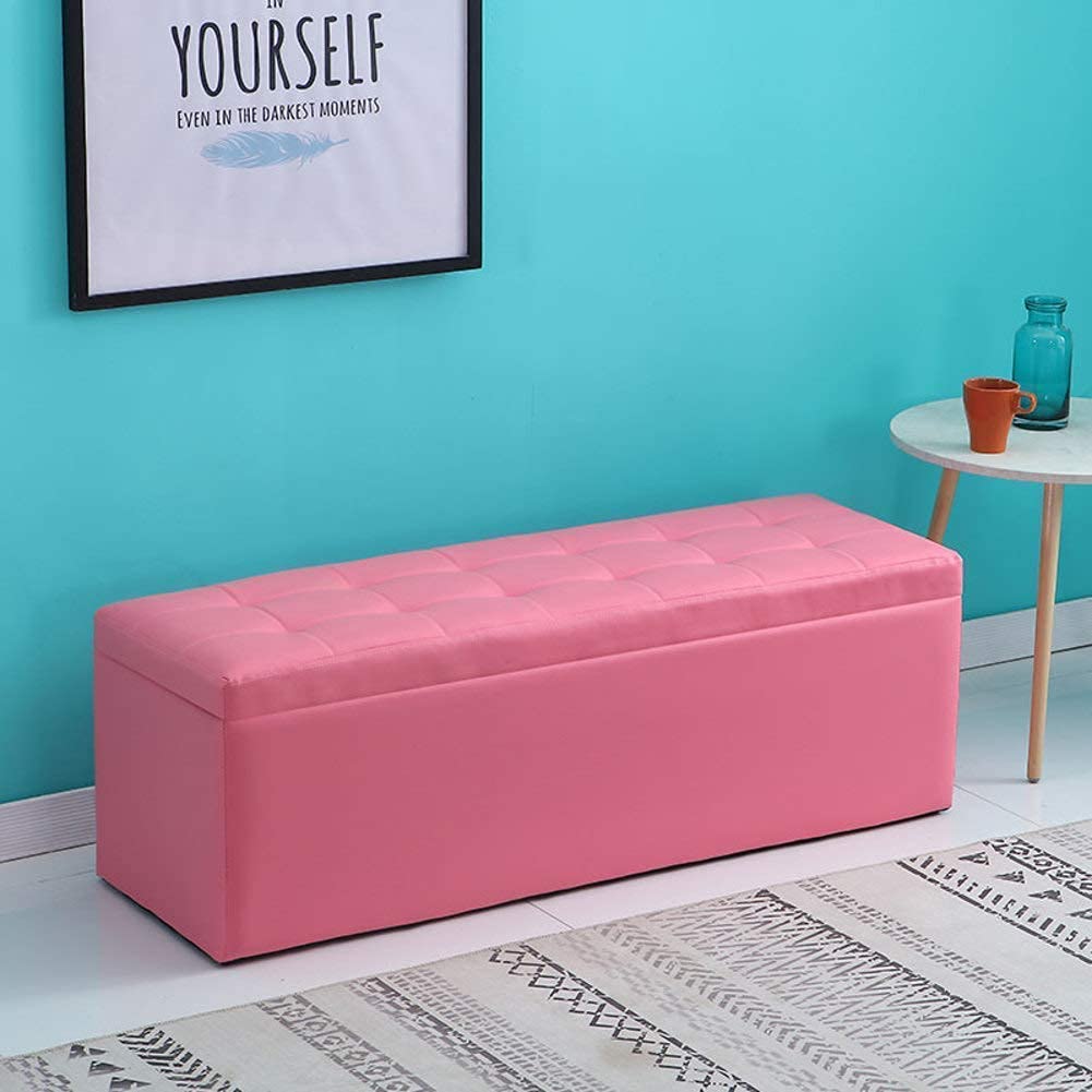Pouf en cuir pour canapé et table basse de salon rose