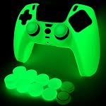 Poignées de protection antidérapantes rose Glitter Silicone Cover Compatibles avec PS4/Slim/Pro Contrôleur,8 PCS Poignées de la tige de paillette Caps et 2 Capuchons.