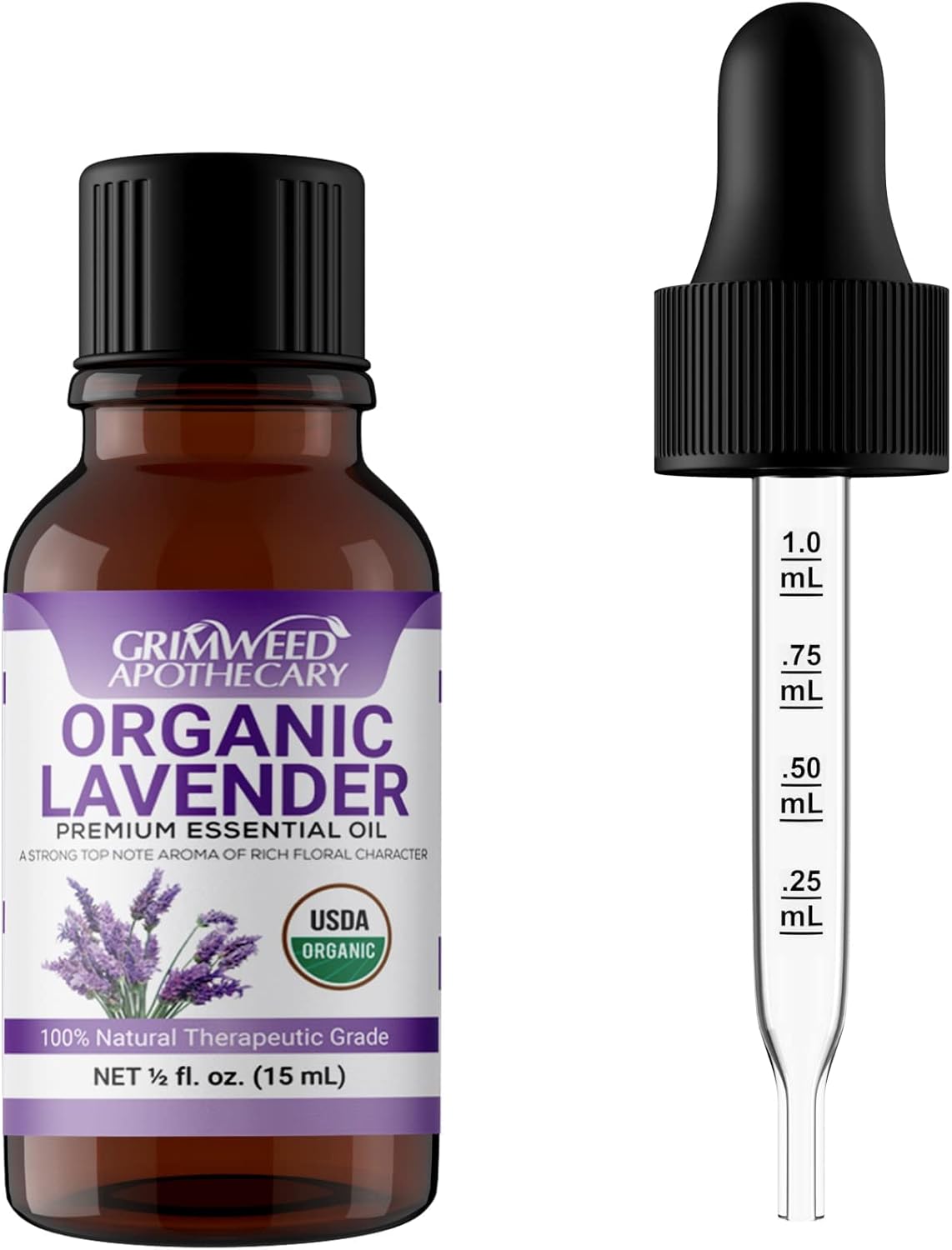 USDA Organic Lavender Essential Oil – Therapeutic Grade- Diffuser Oil – 100% All Natural – with Glass Dropper