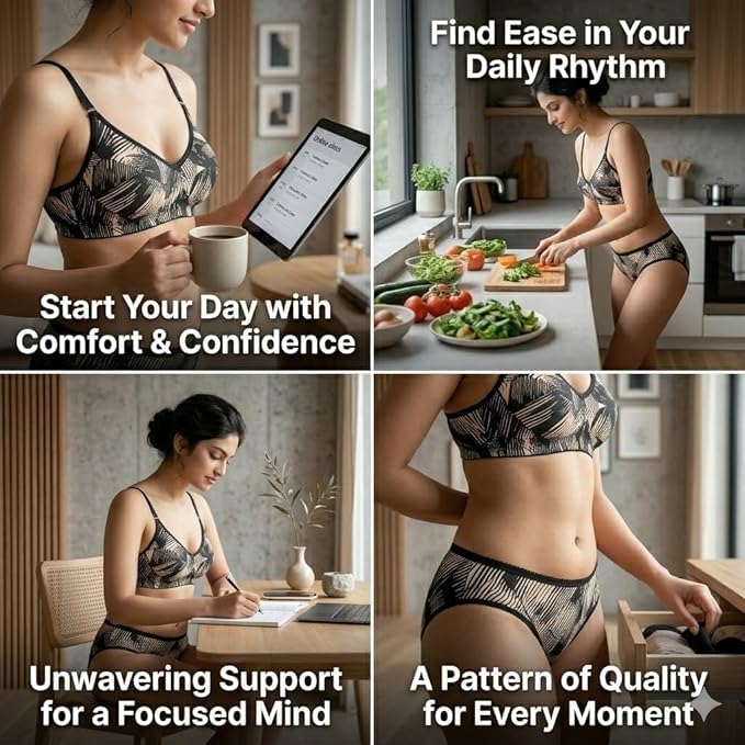 Image of Soft Lace Non Padded Bra Panty Set for Women || Non Padded Lingerie Set for Female,Ladies