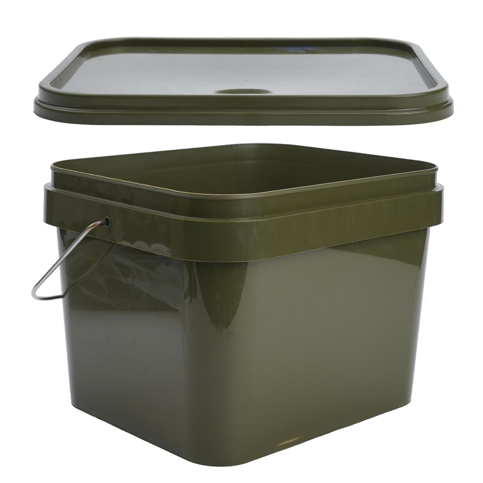Secchio quadrato per pesca alla carpa, 10 l, per pesca alla carpa, vasca per miscelare esche resistenti, con scomparto interno rimovibile e impugnatura comoda