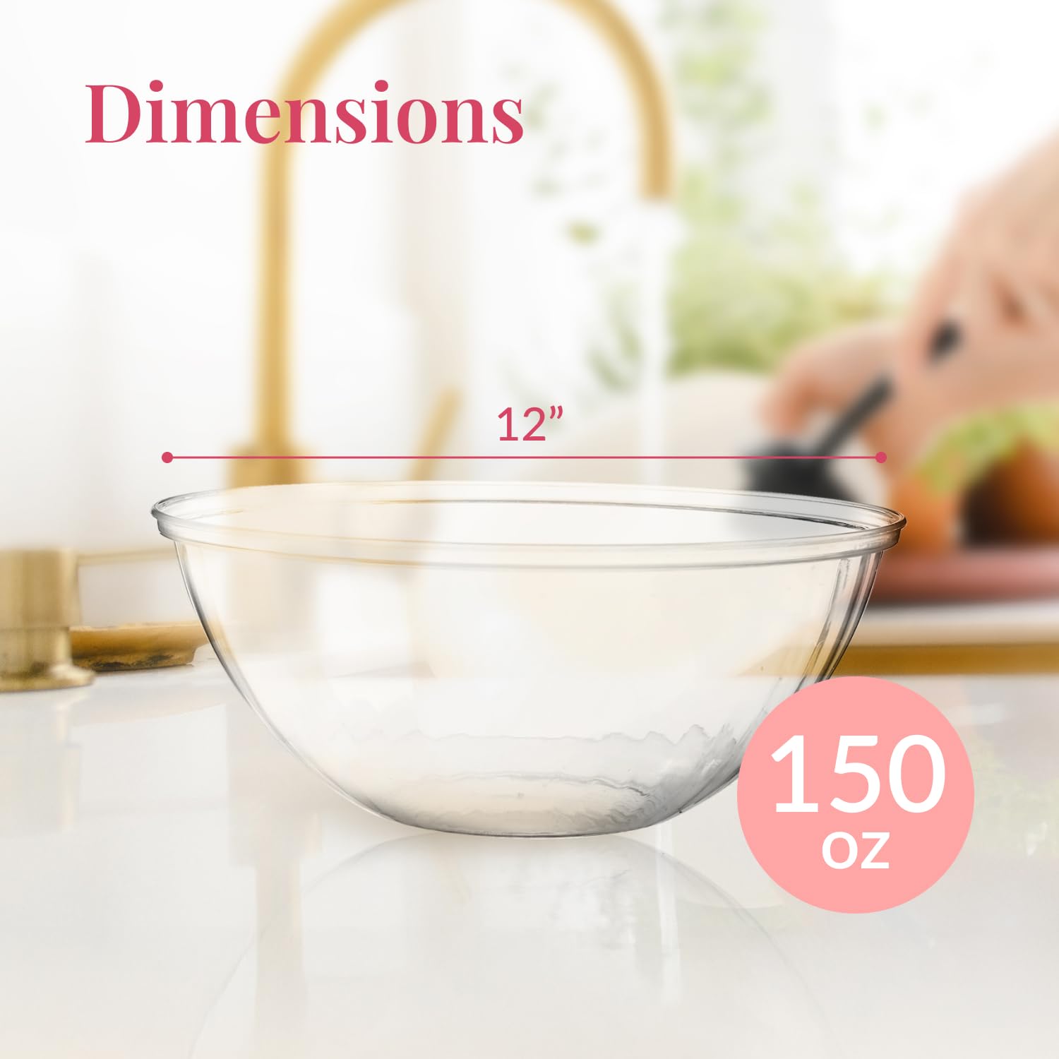 Transparente Kunststoff-Servierschalen für Partys, 150 oz. Runde Einweg-Servierschalen Pommesschalen Party-Snackschalen Süßigkeitenteller Salat-Servierbehälter große Süßigkeitenschalen, 4 Stück