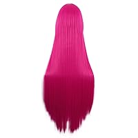 Vista 65 de MapofBeauty - Peluca para anime de 40 pulgadas de largo y lisa para fiesta de cosplay (blanco/azul/negro)