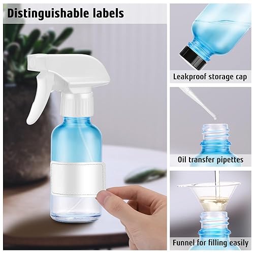 Miniatura 5 de Tecohouse Botellas pulverizadoras de vidrio de 4 onzas, paquete de 2 botellas de spray para cabello vacías recargables rociadores de niebla fina con