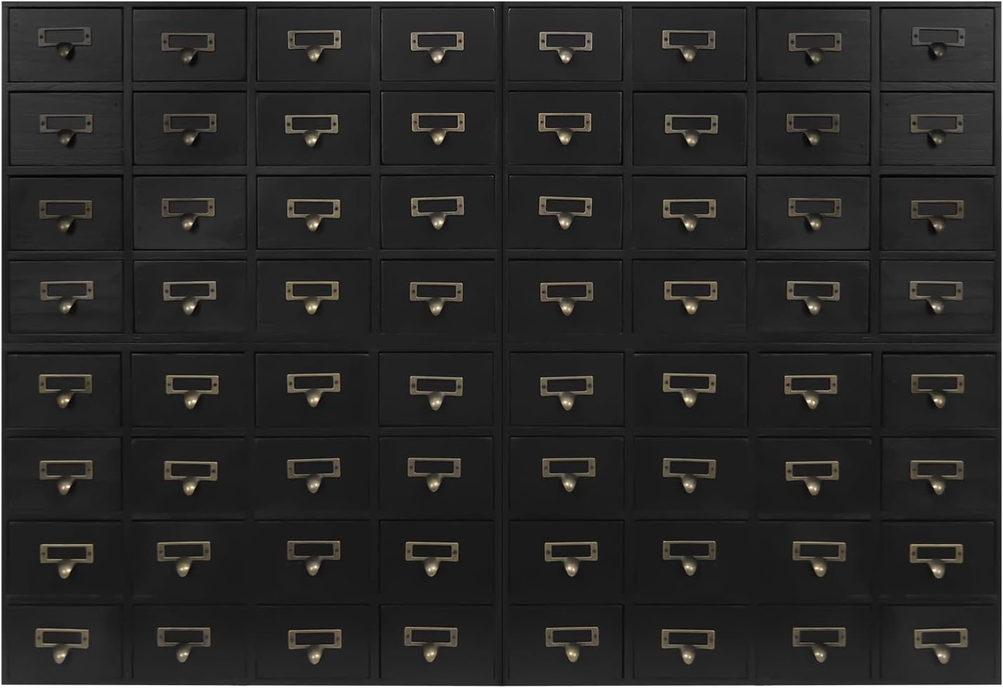 64-Drawer Wooden Storage Box, Traditional Apothecary Curio Cabinet, Library Card Catalog Cabinet Herb Storage Box w/Label Holders Handles