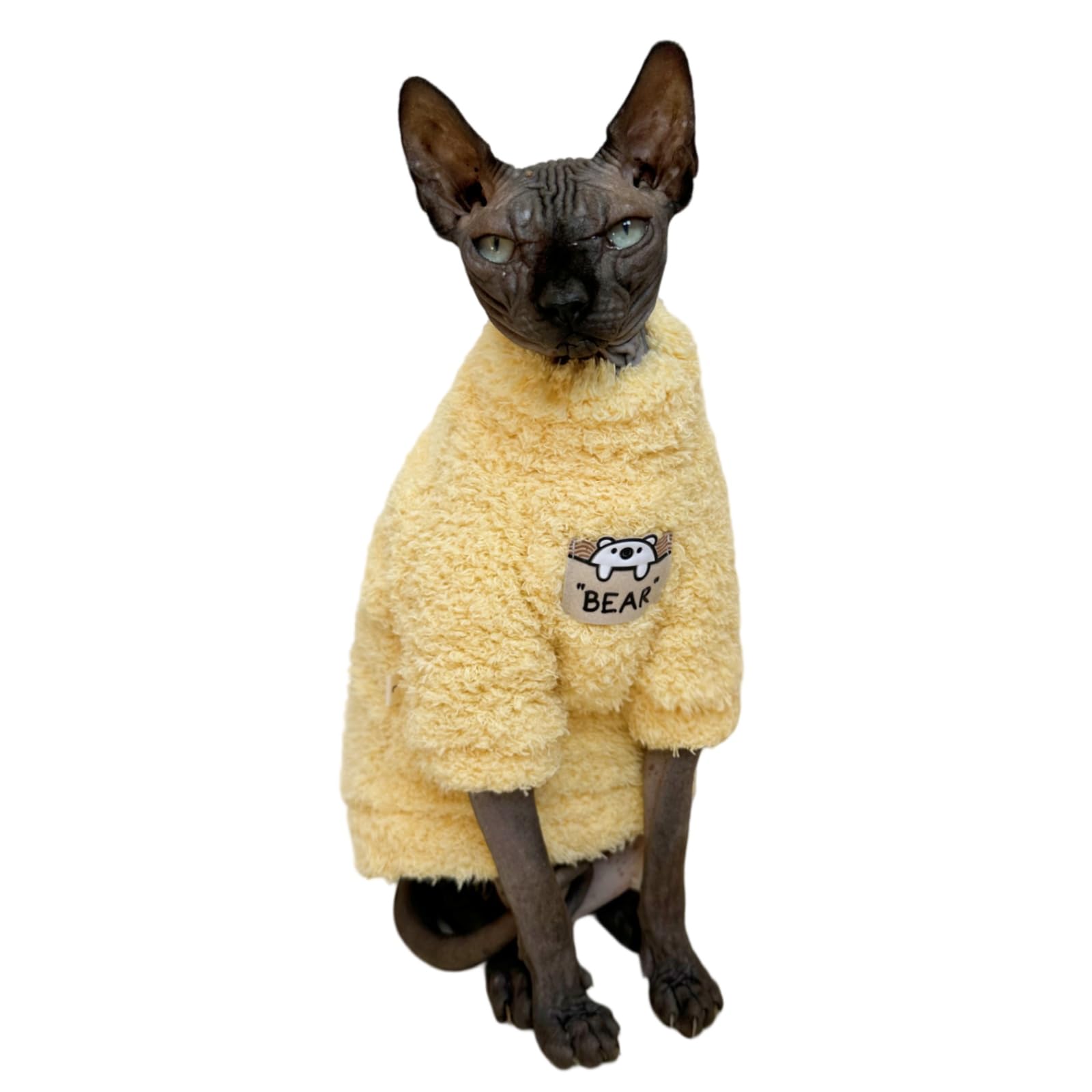 Sphynx Cat Clothes Hairless Cat Super Soft Warm Fleece T Shirt Elastic Winter Sweater Outfit, Pet Clothes for Sphynx Cat Coat for Cats and Small Dogs