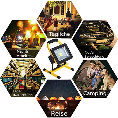 SAILUN 20W LED Faro Ricaricabile Bianco Caldo