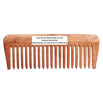 Handcrafted Neem wood Comb For Detangling Hair For Thick, Curly And Wavy Hair, Non-static And Eco-friendly With Wide Tooth For Grooming Hair Comb - N-48