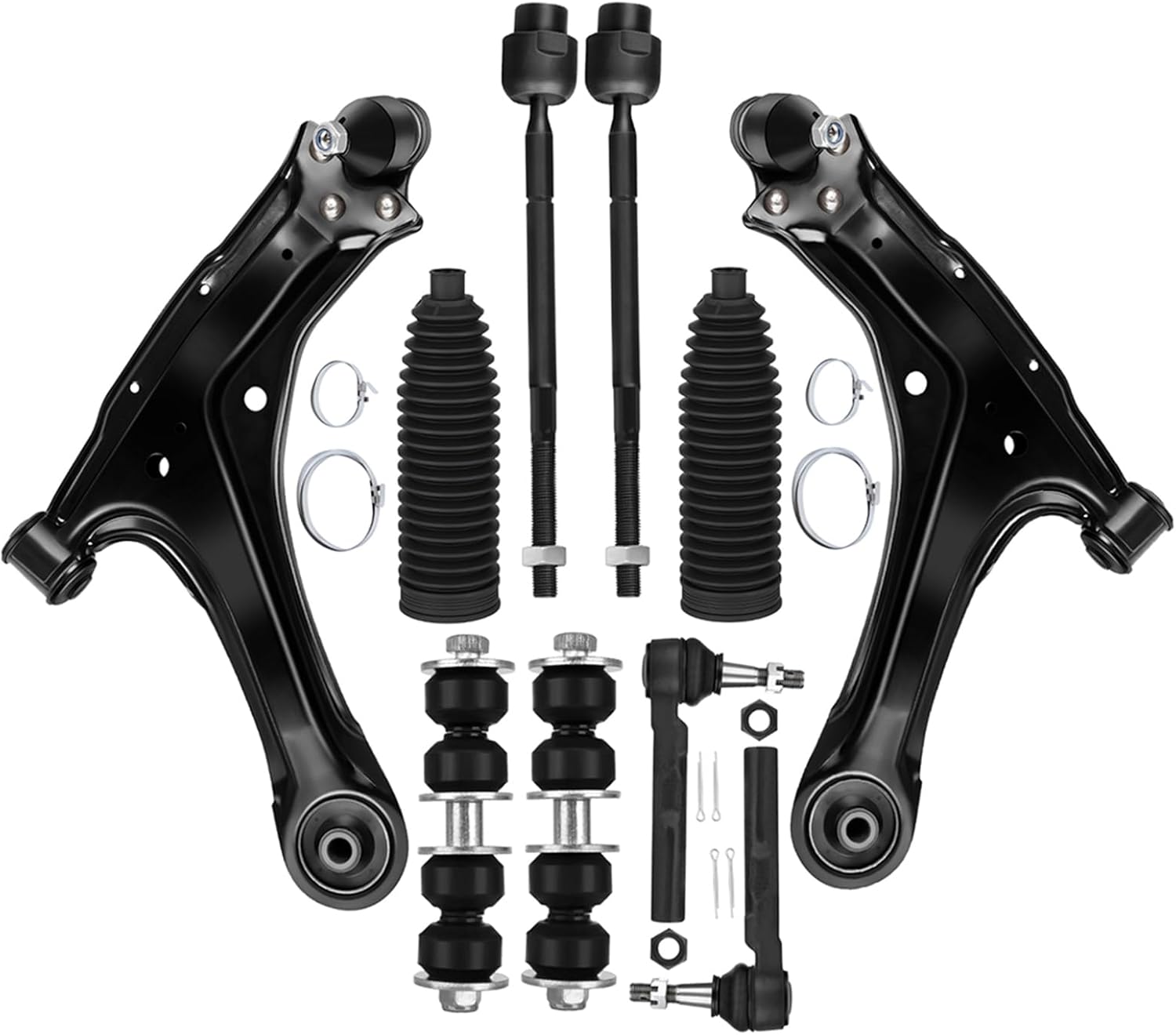 Front Lower Control Arm w/Ball Joint fit for Chevy for Malibu for Chevy Classic for Pontiac Grand Am for Oldsmobile Alero Cutlass, Suspension Kit with Tie Rod End w/Boot Sway Bar Link - 10pc Set