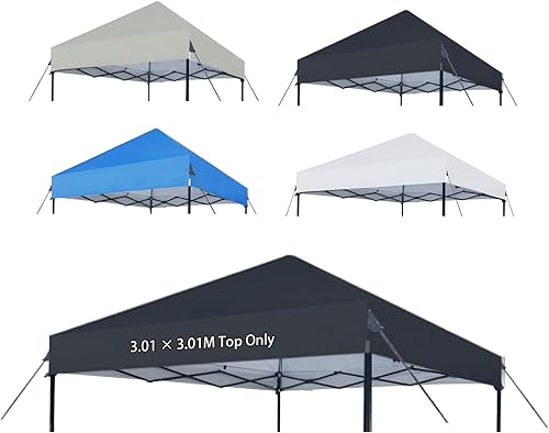 Miniatura 8 de Cubierta superior de repuesto de toldo de 10 x 10 pulgadas, cubierta superior impermeable con cuerdas, toldo instantáneo, cubierta plateada para