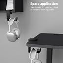 OIVO INDIA Headphone Stand, 360 Degree Rotation Headset Hanger Holder, Adjustable Gaming Headphone Hook Under Desk Mount Headset Clamp with Cable Organizer Clip (Black) gallery image