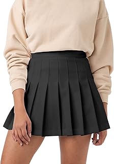 SCKTOO Womens Girl High Waisted Pleated Tennis Skirt School A-Line Skater Skirts with Lining Shorts