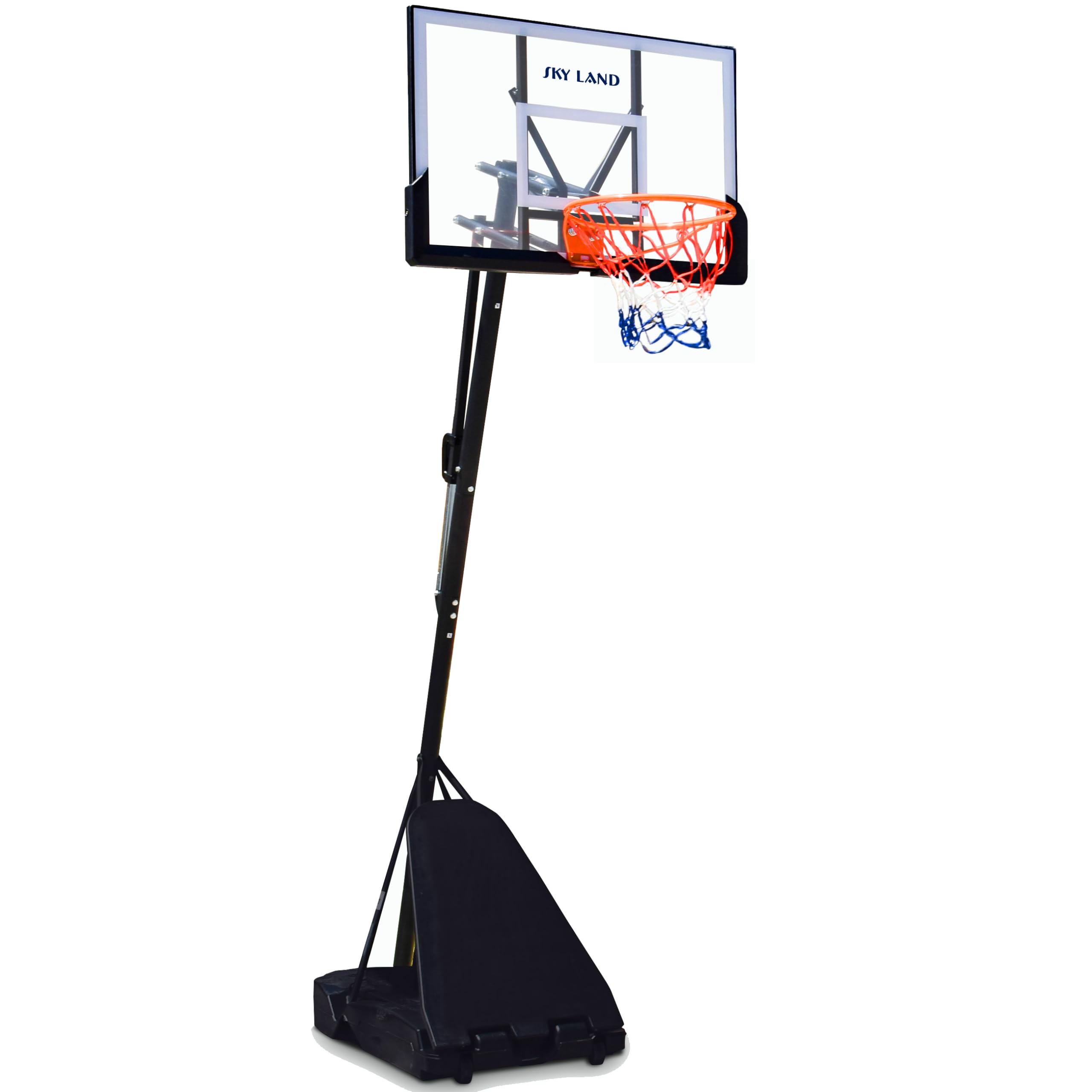 SKY LAND Adjustable Basketball Hoop System | 8-10 ft Height, 44" Shatterproof Backboard, Portable Basketball Stand for Kids & Adults, Indoor/Outdoor Sports Equipment - EM-1875